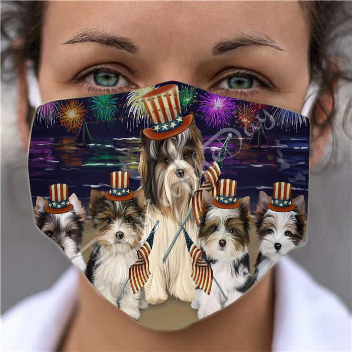 4th of July Independence Day Biewer Dogs Face Mask FM49380