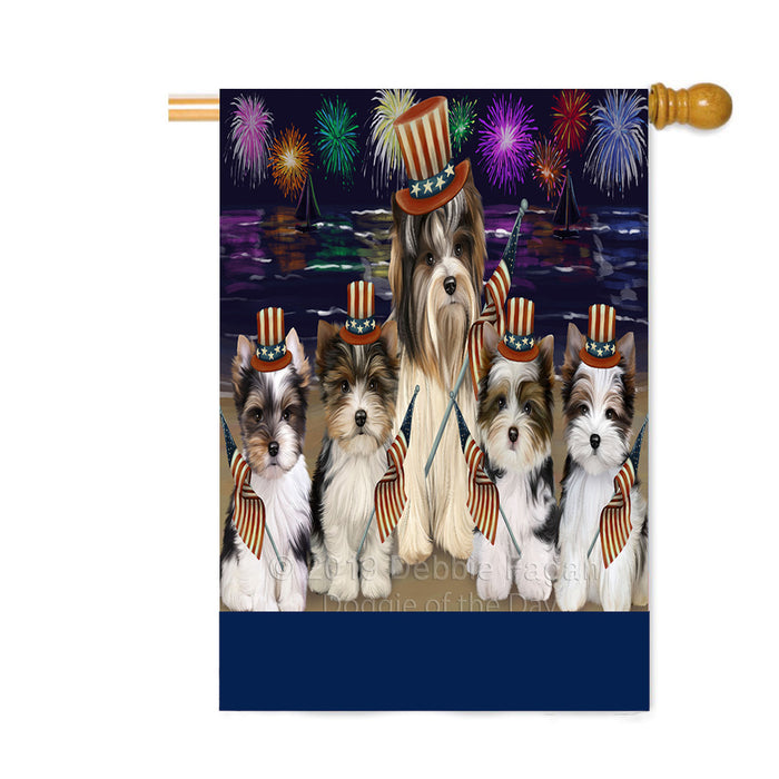 Personalized 4th of July Firework Biewer Terrier Dogs Custom House Flag FLG-DOTD-A57848