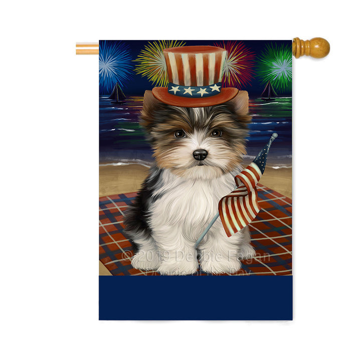 Personalized 4th of July Firework Biewer Terrier Dog Custom House Flag FLG-DOTD-A57849
