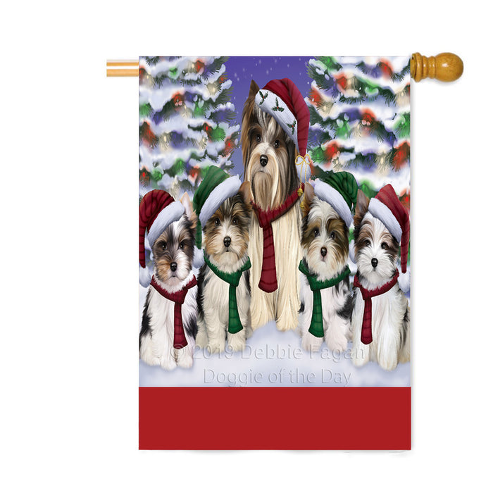Personalized Christmas Happy Holidays Biewer Terrier Dogs Family Portraits Custom House Flag FLG-DOTD-A59151