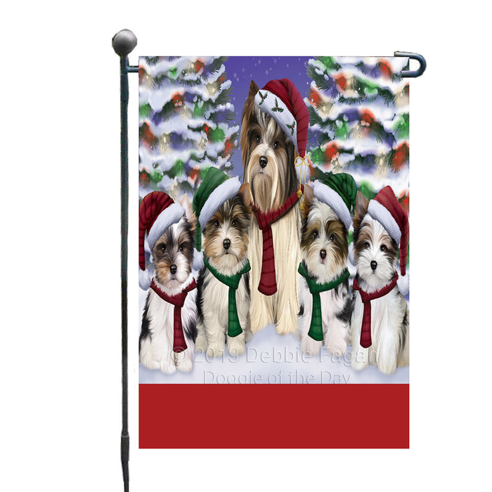 Personalized Christmas Happy Holidays Biewer Terrier Dogs Family Portraits Custom Garden Flags GFLG-DOTD-A59095