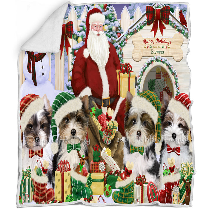 Christmas Dog House Biewer Terriers Dog Blanket BLNKT89661