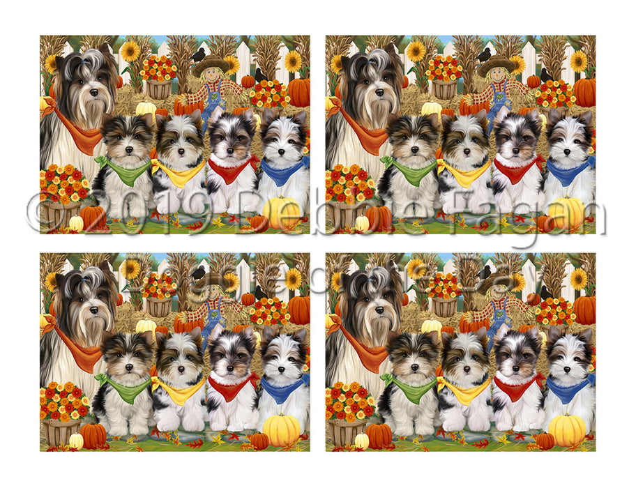 Fall Festive Harvest Time Gathering Biewer Dogs Placemat