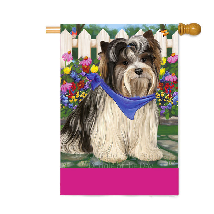 Personalized Spring Floral Biewer Terrier Dog Custom House Flag FLG-DOTD-A62810