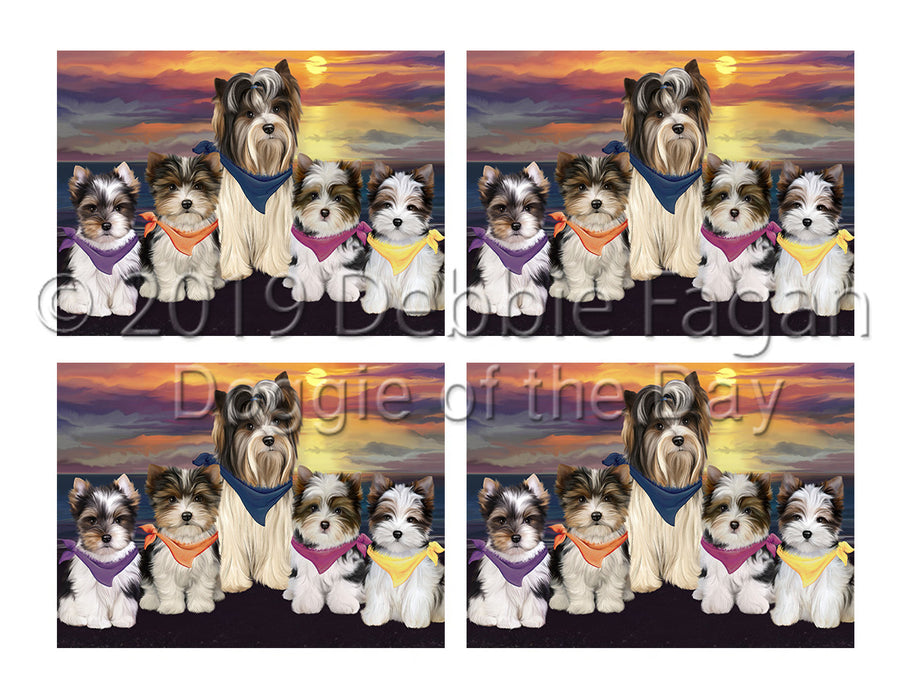 Family Sunset Portrait Biewer Dogs Placemat