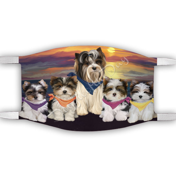 Family Sunset Biewer Dogs Face Mask FM49178