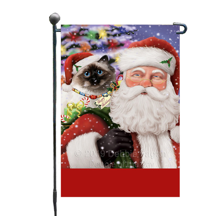 Personalized Santa Carrying Birman Cat and Christmas Presents Custom Garden Flag GFLG63726