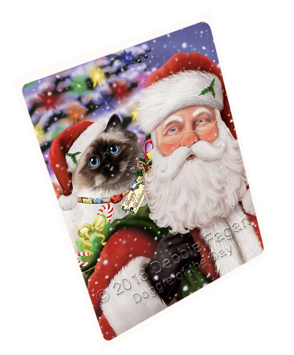 Santa Carrying Birman Cat and Christmas Presents Large Refrigerator / Dishwasher Magnet RMAG95190