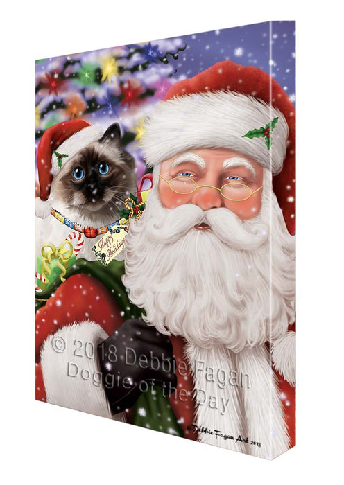 Santa Carrying Birman Cat and Christmas Presents Canvas Print Wall Art Décor CVS119312