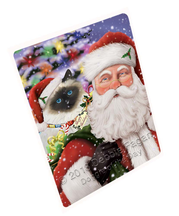 Santa Carrying Birman Cat and Christmas Presents Cutting Board C71601