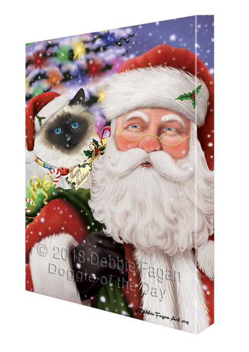 Santa Carrying Birman Cat and Christmas Presents Canvas Print Wall Art Décor CVS119321