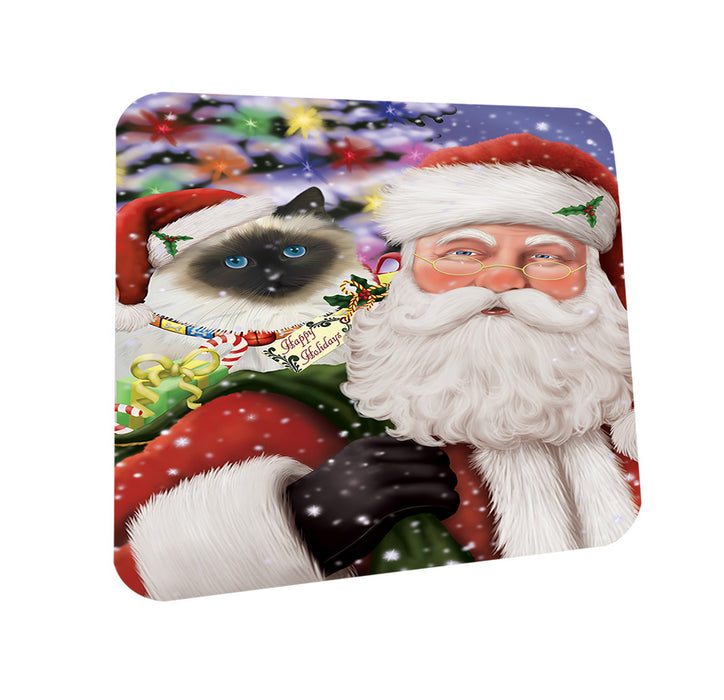 Santa Carrying Birman Cat and Christmas Presents Coasters Set of 4 CST55446