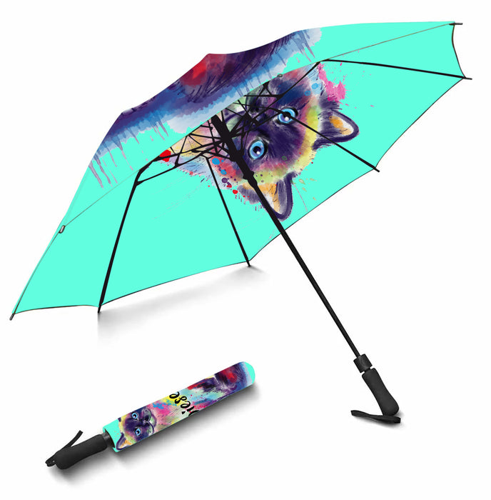 Custom Pet Name Personalized Watercolor Birman CatSemi-Automatic Foldable Umbrella
