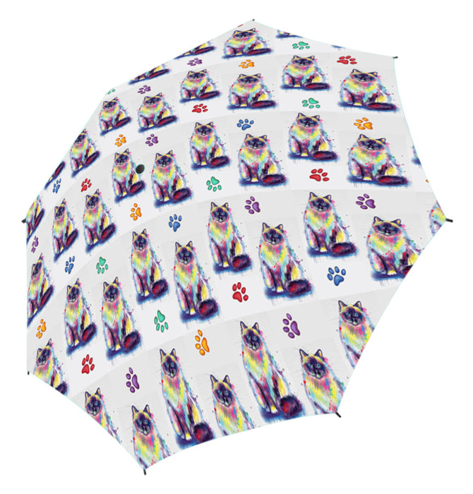 Watercolor Mini Birman CatsSemi-Automatic Foldable Umbrella
