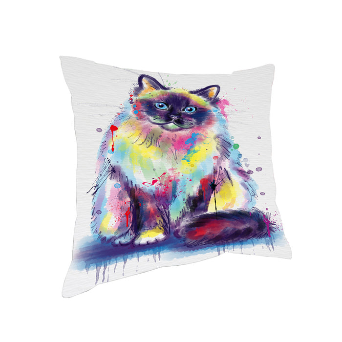 Watercolor Birman Cat Pillow with Top Quality High-Resolution Images - Ultra Soft Pet Pillows for Sleeping - Reversible & Comfort - Ideal Gift for Dog Lover - Cushion for Sofa Couch Bed - 100% Polyester