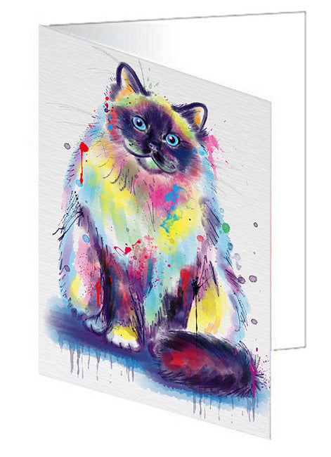 Watercolor Birman Cat Handmade Artwork Assorted Pets Greeting Cards and Note Cards with Envelopes for All Occasions and Holiday Seasons GCD79064
