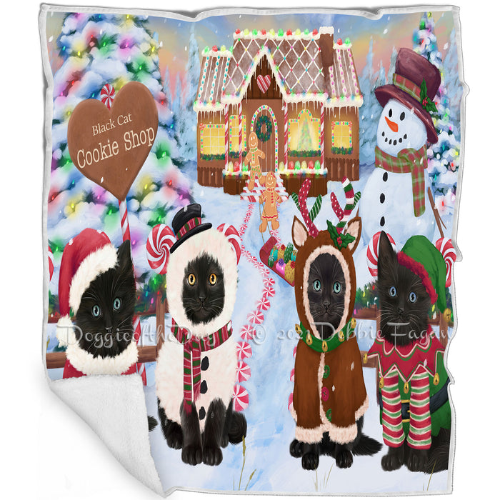 Holiday Gingerbread Cookie Shop Black Cats Blanket BLNKT124401