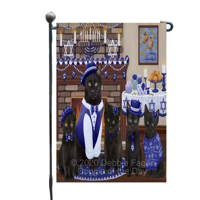 Happy Hanukkah Family Black Cats Garden Flag GFLG65962