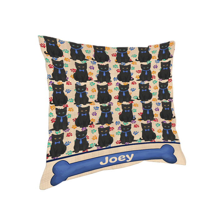Rainbow Paw Print Black Cats Pillow PIL84216