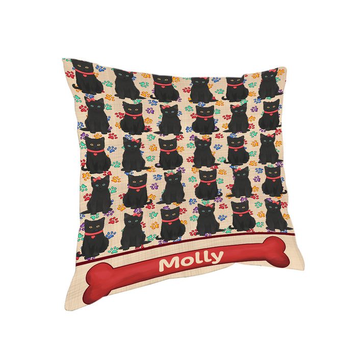 Rainbow Paw Print Black Cats Pillow PIL84220