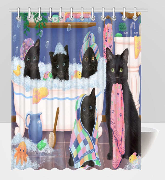 Rub A Dub Dogs In A Tub Black Cats Shower Curtain