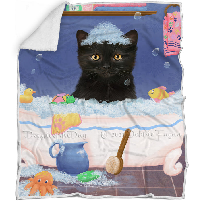 Rub A Dub Dog In A Tub Black Cat Blanket BLNKT143011