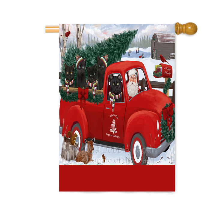 Personalized Christmas Santa Red Truck Express Delivery Black Cat Custom House Flag FLG-DOTD-A57686