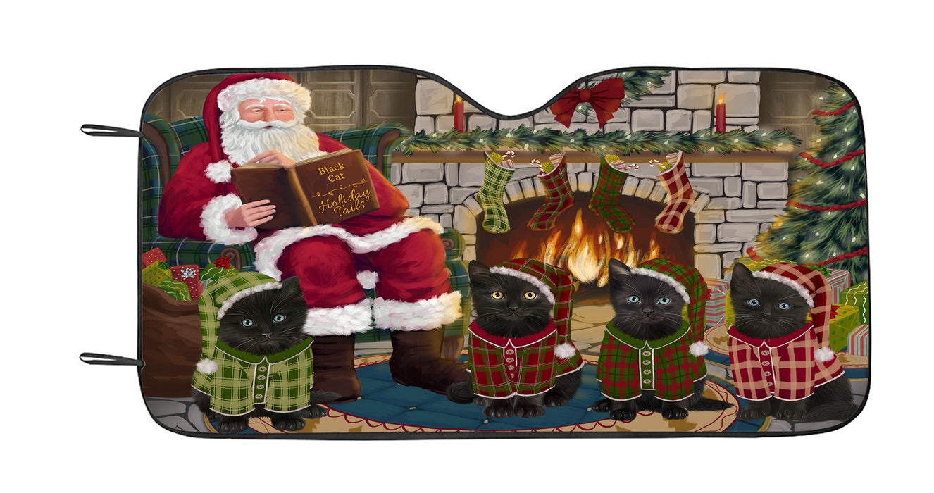 Christmas Cozy Holiday Fire Tails Black Cats Car Sun Shade