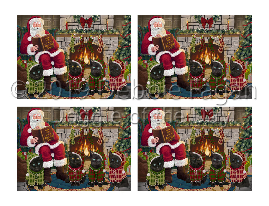 Christmas Cozy Holiday Fire Tails Black Cats Placemat