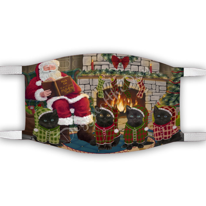 Christmas Cozy Holiday Fire Tails Black Cats Face Mask FM48610