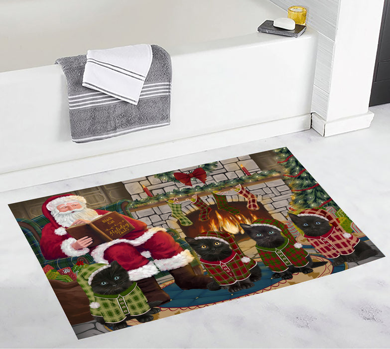 Christmas Cozy Holiday Fire Tails Black Cats Bath Mat