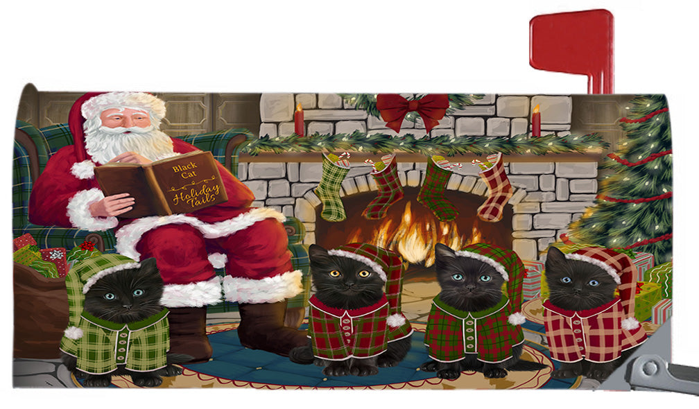 Christmas Cozy Holiday Fire Tails Black Cats 6.5 x 19 Inches Magnetic Mailbox Cover Post Box Cover Wraps Garden Yard Décor MBC48881