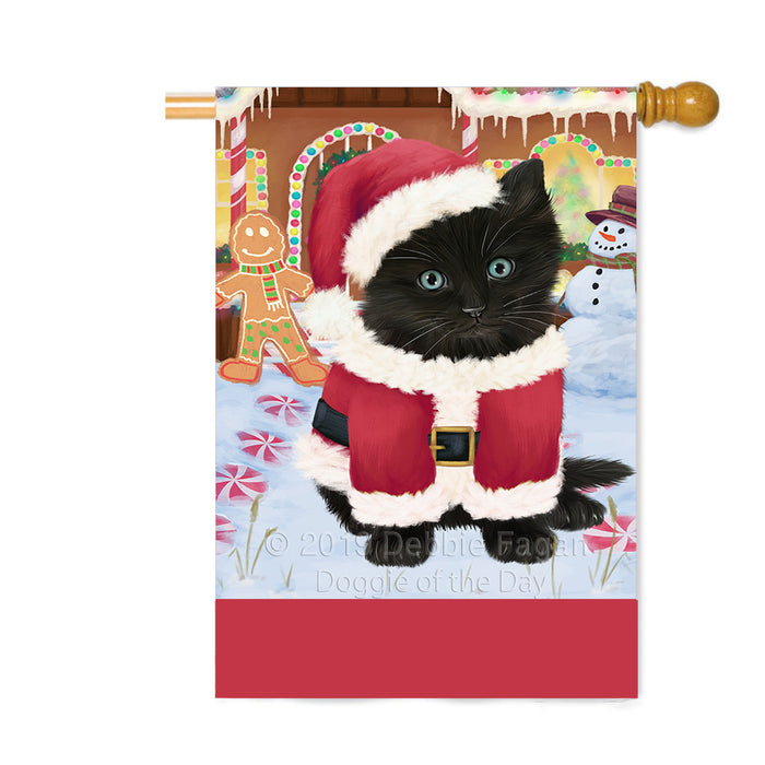 Personalized Gingerbread Candyfest Black Cat Custom House Flag FLG63735