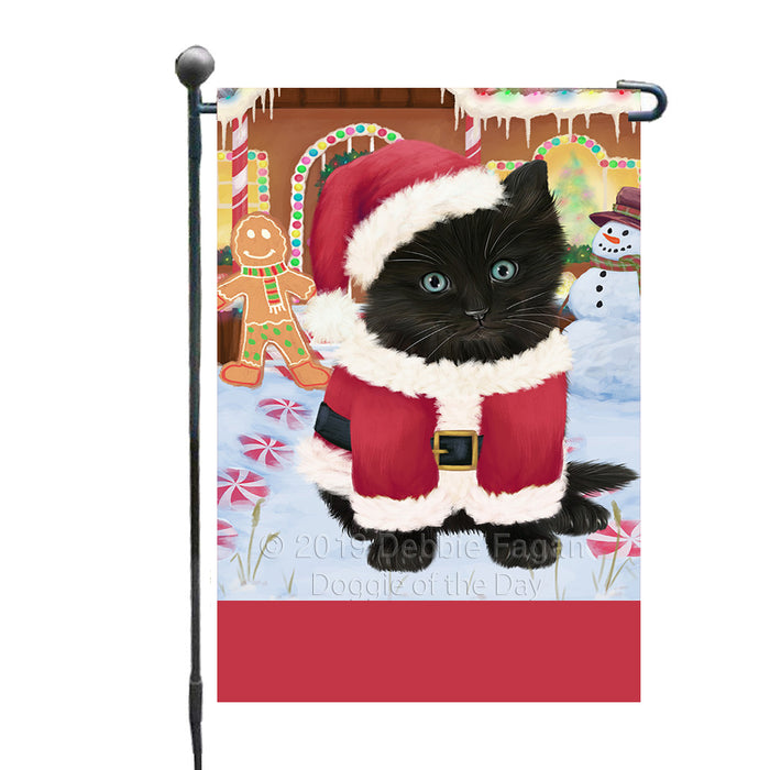 Personalized Gingerbread Candyfest Black Cat Custom Garden Flag GFLG63952