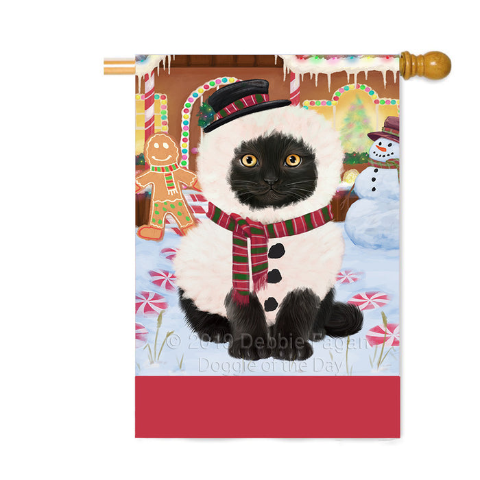 Personalized Gingerbread Candyfest Black Cat Custom House Flag FLG63736
