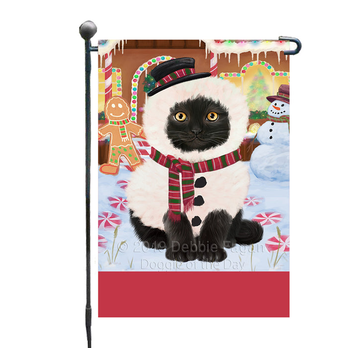 Personalized Gingerbread Candyfest Black Cat Custom Garden Flag GFLG63953
