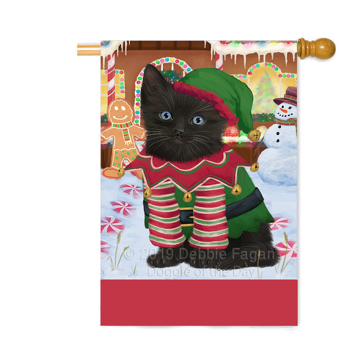 Personalized Gingerbread Candyfest Black Cat Custom House Flag FLG63737