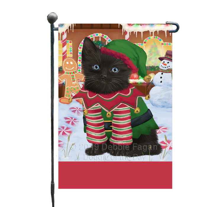 Personalized Gingerbread Candyfest Black Cat Custom Garden Flag GFLG63954