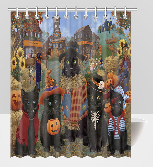 Halloween 'Round Town Black Cats Shower Curtain