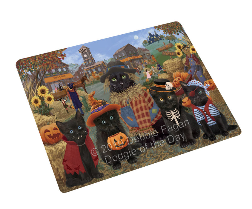 Halloween 'Round Town And Fall Pumpkin Scarecrow Both Black Cats Large Refrigerator / Dishwasher Magnet RMAG104280