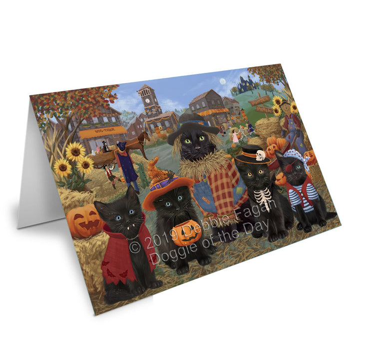 Halloween 'Round Town Black Cats Handmade Artwork Assorted Pets Greeting Cards and Note Cards with Envelopes for All Occasions and Holiday Seasons GCD77771