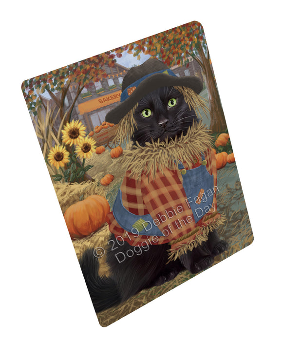 Halloween 'Round Town And Fall Pumpkin Scarecrow Both Black Cats Cutting Board C77239