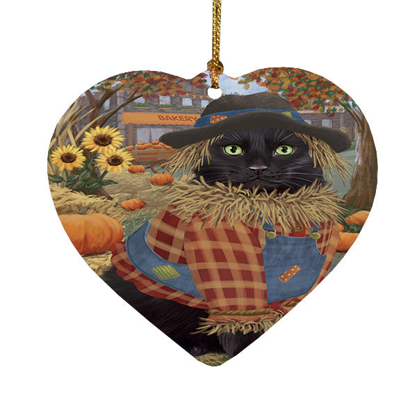 Fall Pumpkin Scarecrow Black Cats Heart Christmas Ornament HPOR57536