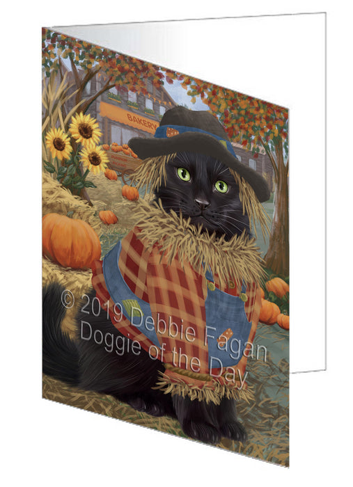 Fall Pumpkin Scarecrow Black Cat Handmade Artwork Assorted Pets Greeting Cards and Note Cards with Envelopes for All Occasions and Holiday Seasons GCD77954