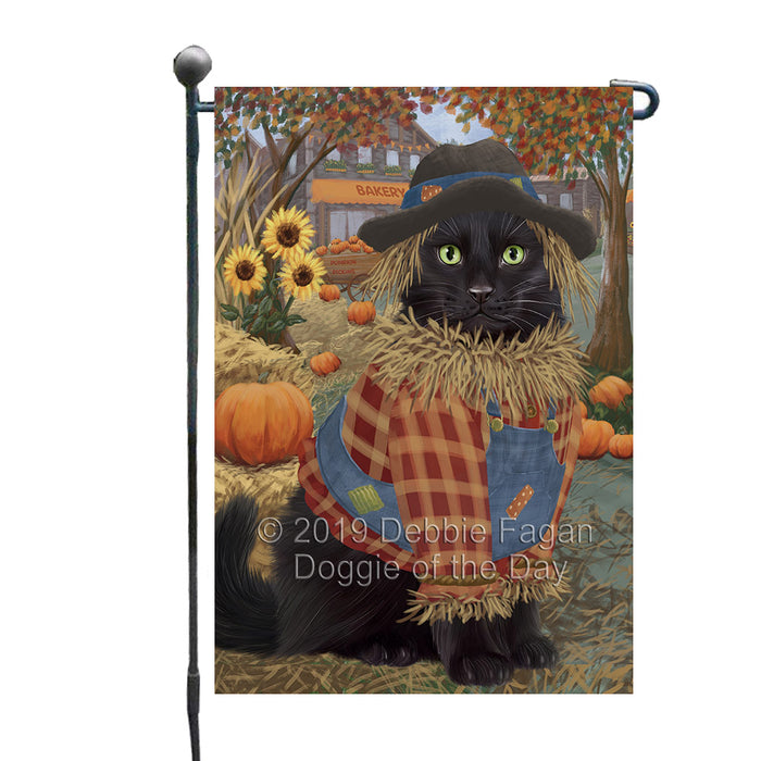 Halloween 'Round Town And Fall Pumpkin Scarecrow Both Black Cats Garden Flag GFLG65636