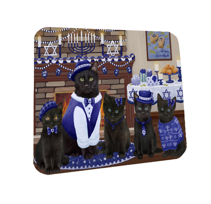 Happy Hanukkah Family Black Cats Coasters Set of 4 CSTA57553