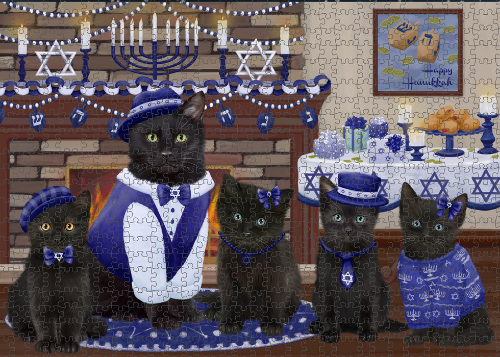 Happy Hanukkah Family and Happy Hanukkah Both Black Cats Puzzle  PUZL96696