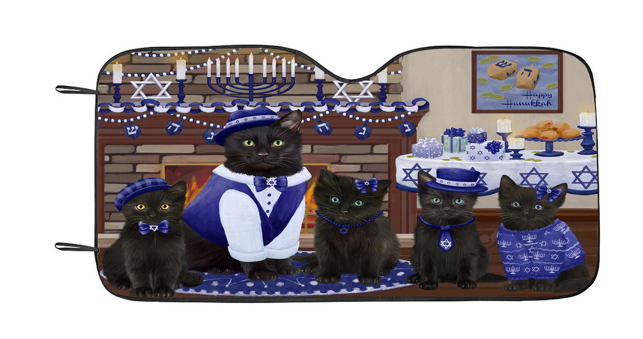 Happy Hanukkah Family Black Cats Car Sun Shade