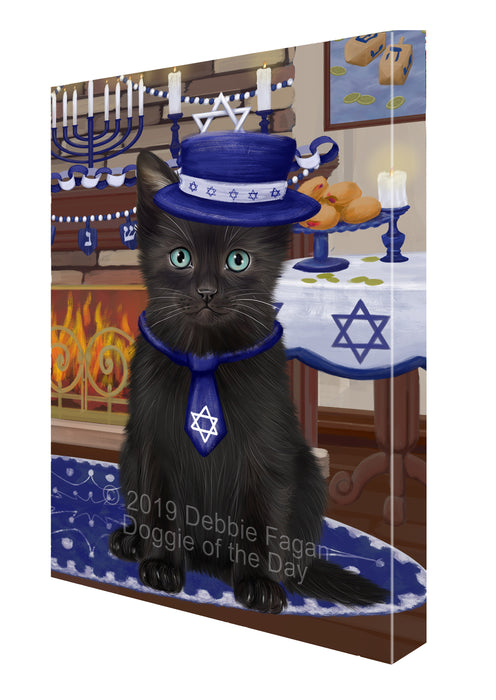 Happy Hanukkah Family and Happy Hanukkah Both Black Cat Canvas Print Wall Art Décor CVS140462