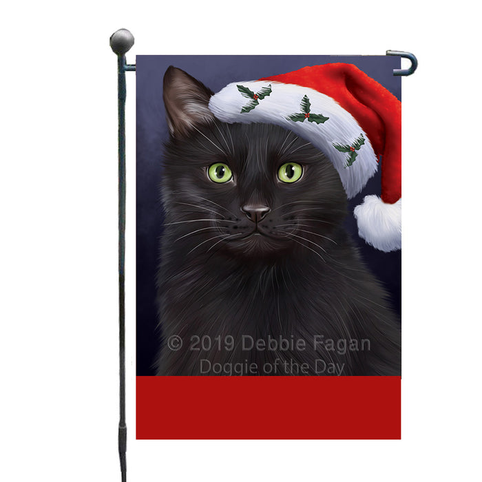 Personalized Christmas Holidays Black Cat Wearing Santa Hat Portrait Head Custom Garden Flags GFLG-DOTD-A59806
